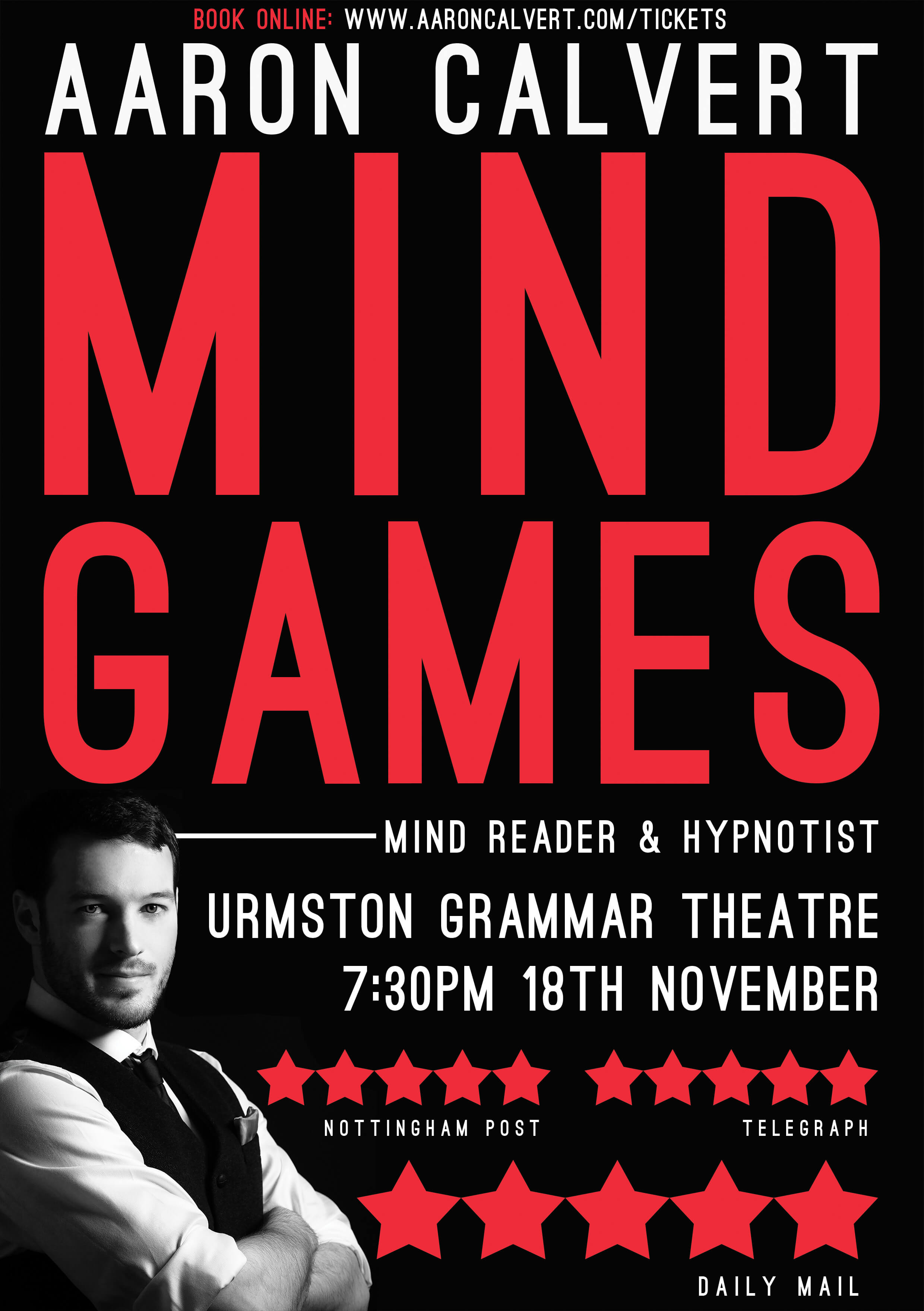 Poster of Aaron Calvert Mind Games from the Edinburgh Fringe festival